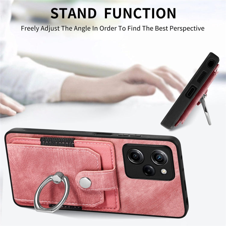 Retro cassa del telefono del raccoglitore della carta dell'anello di pelle-tatto, For Xiaomi Poco X5 Pro, For Xiaomi Redmi 9A