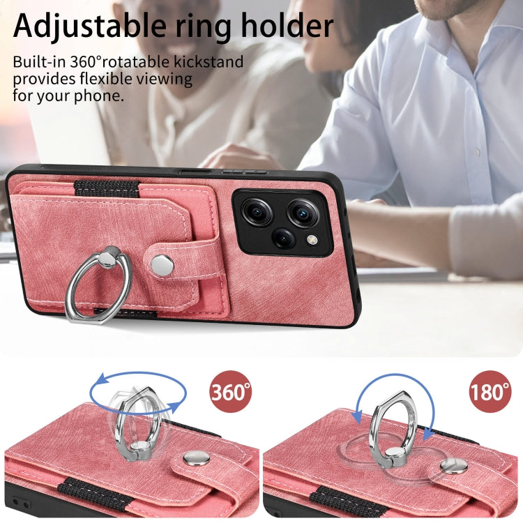 Retro cassa del telefono del raccoglitore della carta dell'anello di pelle-tatto, For Xiaomi Poco X5 Pro, For Xiaomi Redmi 9A