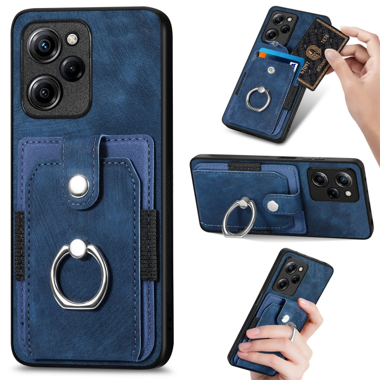 Retro cassa del telefono del raccoglitore della carta dell'anello di pelle-tatto, For Xiaomi Poco X5 Pro, For Xiaomi Redmi 9A