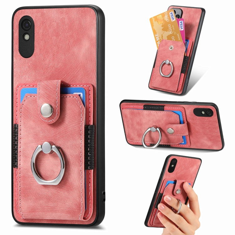 Retro cassa del telefono del raccoglitore della carta dell'anello di pelle-tatto, For Xiaomi Poco X5 Pro, For Xiaomi Redmi 9A