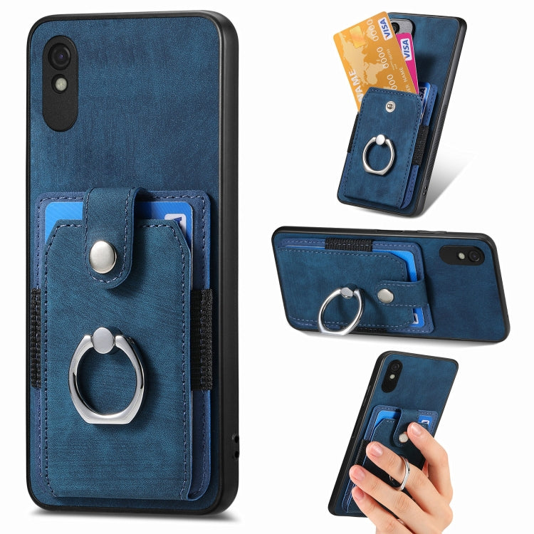 Retro cassa del telefono del raccoglitore della carta dell'anello di pelle-tatto, For Xiaomi Poco X5 Pro, For Xiaomi Redmi 9A