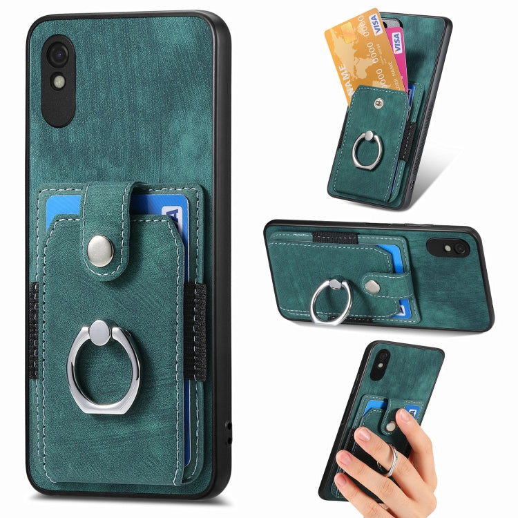 Retro cassa del telefono del raccoglitore della carta dell'anello di pelle-tatto, For Xiaomi Poco X5 Pro, For Xiaomi Redmi 9A