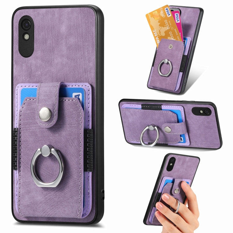 Retro cassa del telefono del raccoglitore della carta dell'anello di pelle-tatto, For Xiaomi Poco X5 Pro, For Xiaomi Redmi 9A