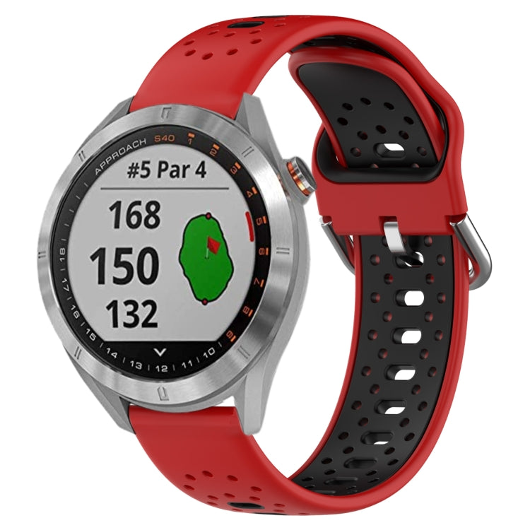 Cinturino in silicone bicolore traspirante da 20 mm, For Garmin Approach S40