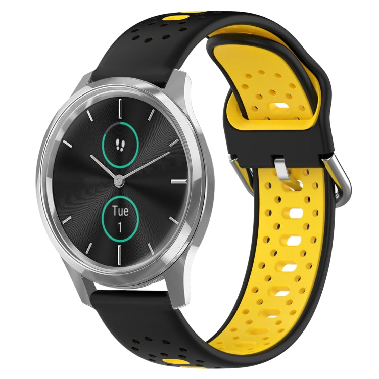 Cinturino in silicone bicolore traspirante da 20 mm, For Garmin VivoMove Luxe