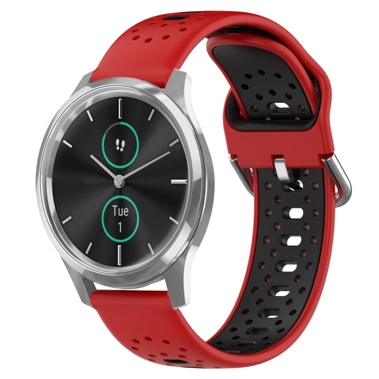 Cinturino in silicone bicolore traspirante da 20 mm, For Garmin VivoMove Luxe