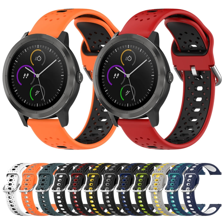 Cinturino in silicone bicolore traspirante da 20 mm, For Garmin Vivoactive3 Music