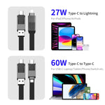 ENKAY ENK-CB134 4-in-1 60W USB-A / Tipo-C a 8 pin / Tipo-C Cavo dati di ricarica rapida magnetico intrecciato in nylon, 0.15m, 1.2m