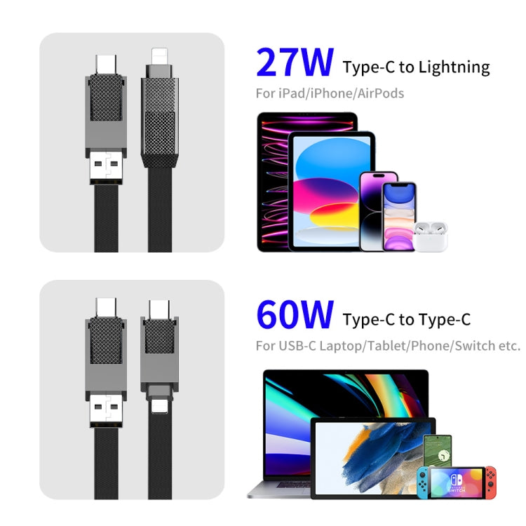 ENKAY ENK-CB134 4-in-1 60W USB-A / Tipo-C a 8 pin / Tipo-C Cavo dati di ricarica rapida magnetico intrecciato in nylon, 0.15m, 1.2m
