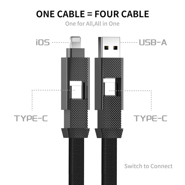 ENKAY ENK-CB134 4-in-1 60W USB-A / Tipo-C a 8 pin / Tipo-C Cavo dati di ricarica rapida magnetico intrecciato in nylon, 0.15m, 1.2m