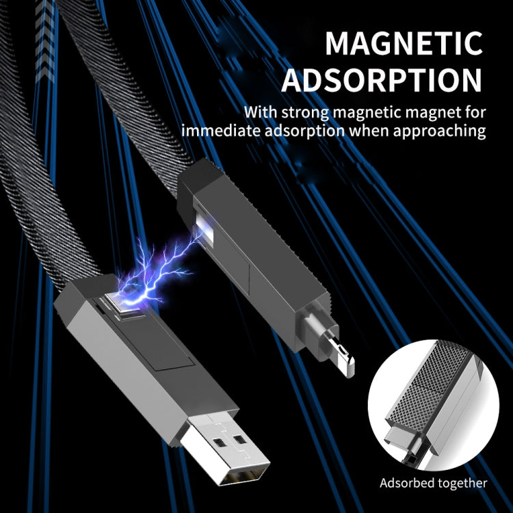 ENKAY ENK-CB134 4-in-1 60W USB-A / Tipo-C a 8 pin / Tipo-C Cavo dati di ricarica rapida magnetico intrecciato in nylon, 0.15m, 1.2m