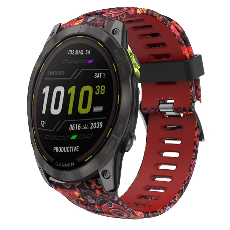 Cinturino in silicone stampato mimetico da 26 mm, For Garmin Fenix 7X, For Garmin Fenix 7X Solar, For Garmin Tactix Delta, For Garmin Enduro 2