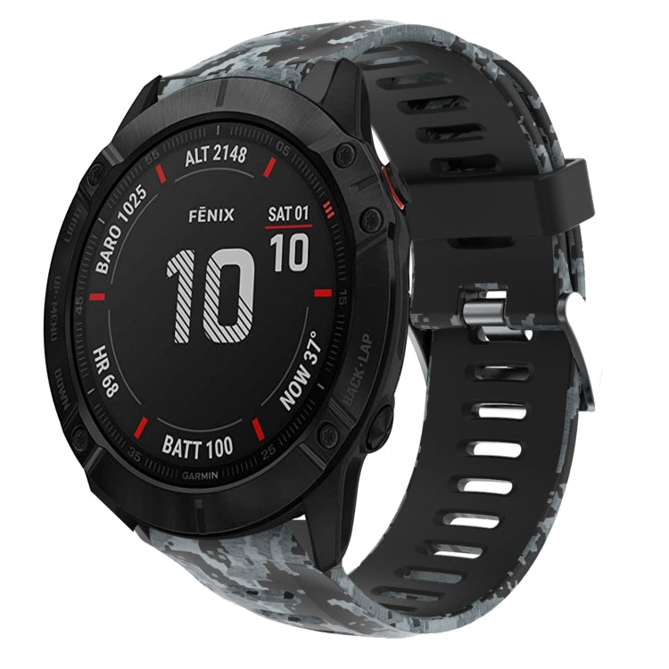 Cinturino in silicone stampato mimetico da 26 mm, For Garmin Enduro, For Garmin Fenix 6X, For Garmin Fenix 6X Pro, For Garmin Fenix 6X Sapphire