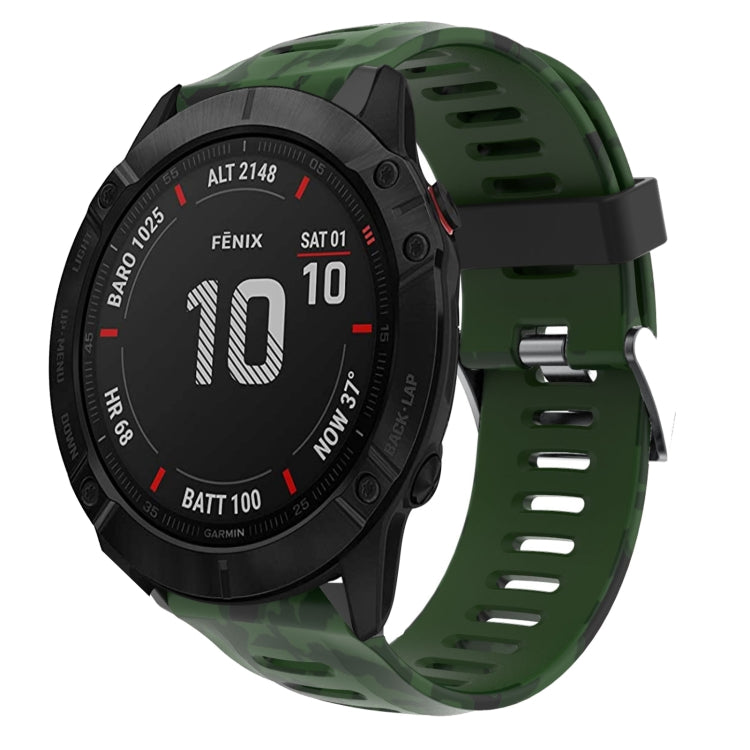 Cinturino in silicone stampato mimetico da 26 mm, For Garmin Enduro, For Garmin Fenix 6X, For Garmin Fenix 6X Pro, For Garmin Fenix 6X Sapphire