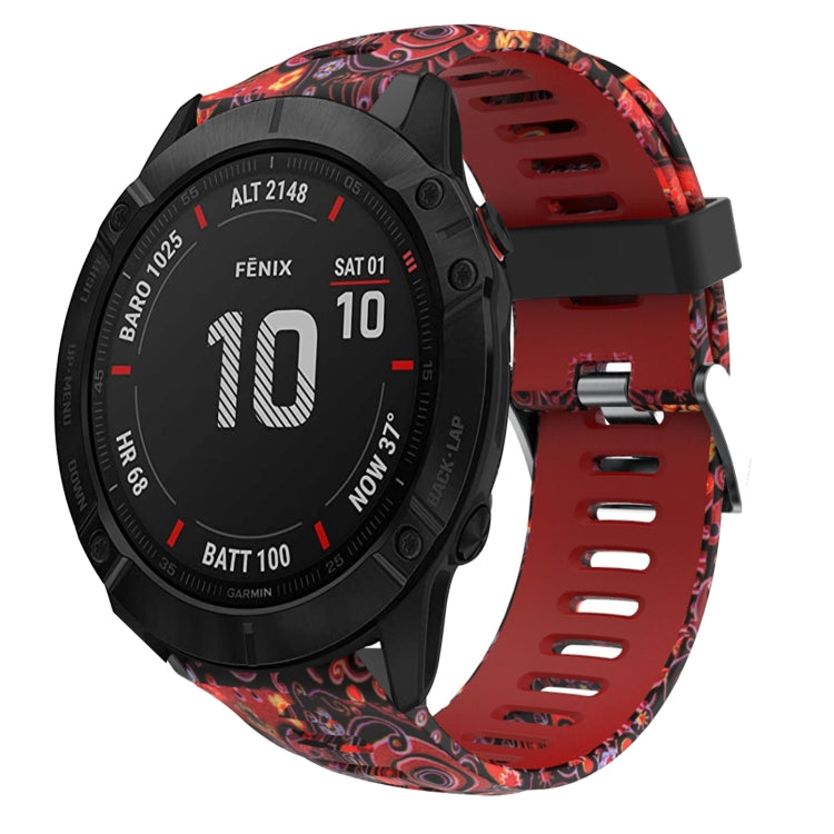 Cinturino in silicone stampato mimetico da 26 mm, For Garmin Enduro, For Garmin Fenix 6X, For Garmin Fenix 6X Pro, For Garmin Fenix 6X Sapphire