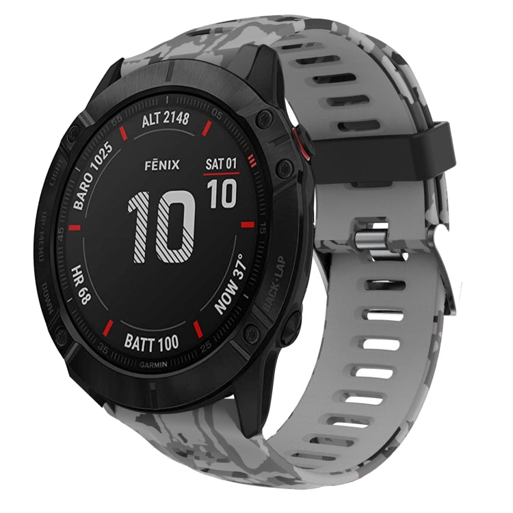 Cinturino in silicone stampato mimetico da 26 mm, For Garmin Enduro, For Garmin Fenix 6X, For Garmin Fenix 6X Pro, For Garmin Fenix 6X Sapphire