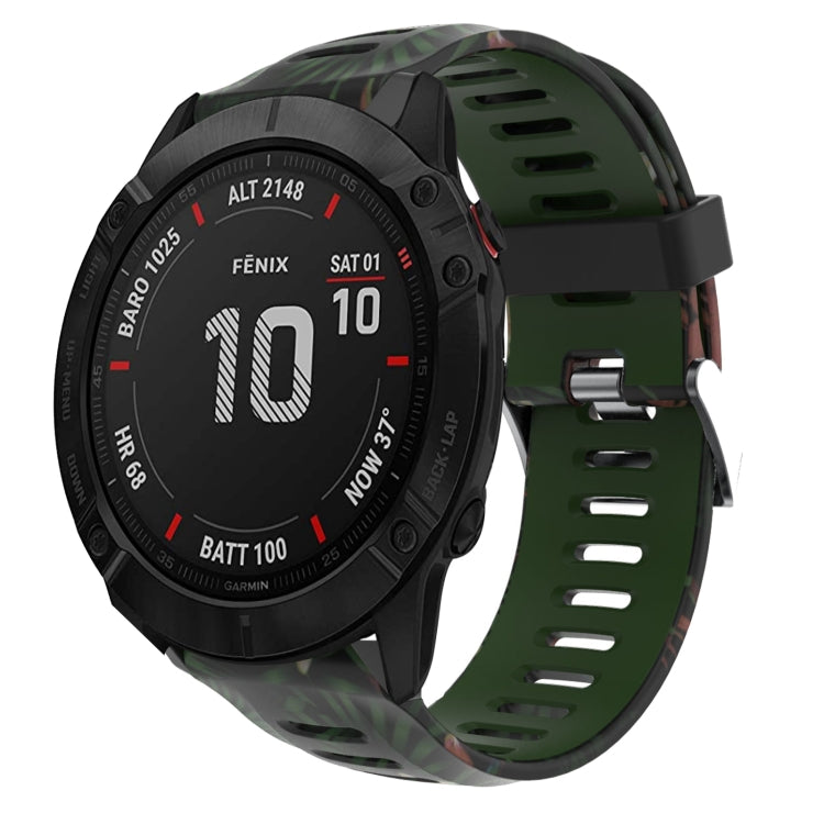 Cinturino in silicone stampato mimetico da 26 mm, For Garmin Enduro, For Garmin Fenix 6X, For Garmin Fenix 6X Pro, For Garmin Fenix 6X Sapphire