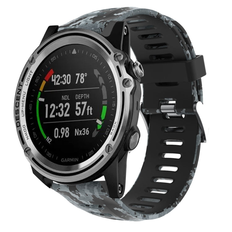 Cinturino in silicone stampato mimetico da 26 mm, For Garmin Fenix 3 Sapphire, For Garmin Descent MK 1, For Garmin Descent MK 2, For Garmin Descent MK 2i