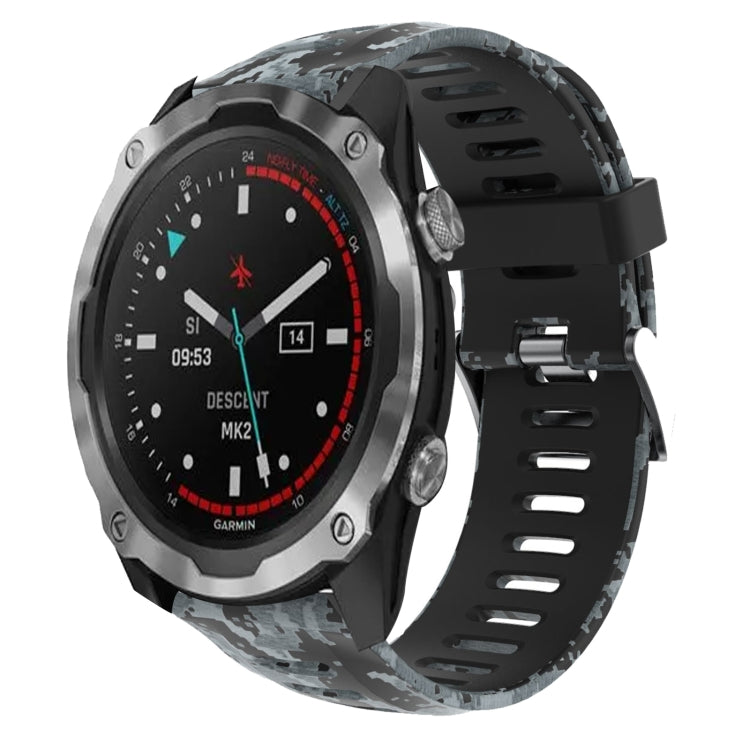Cinturino in silicone stampato mimetico da 26 mm, For Garmin Fenix 3 Sapphire, For Garmin Descent MK 1, For Garmin Descent MK 2, For Garmin Descent MK 2i