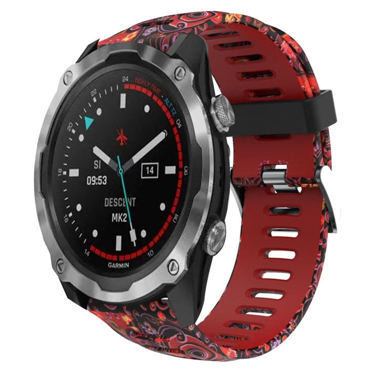 Cinturino in silicone stampato mimetico da 26 mm, For Garmin Fenix 3 Sapphire, For Garmin Descent MK 1, For Garmin Descent MK 2, For Garmin Descent MK 2i