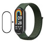 Per Xiaomi Mi Band 8 ENKAY Hat-Prince 2 in 1 Set proteggi schermo a copertura totale + cinturino in nylon con cinturino in velcro