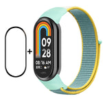 Per Xiaomi Mi Band 8 ENKAY Hat-Prince 2 in 1 Set proteggi schermo a copertura totale + cinturino in nylon con cinturino in velcro