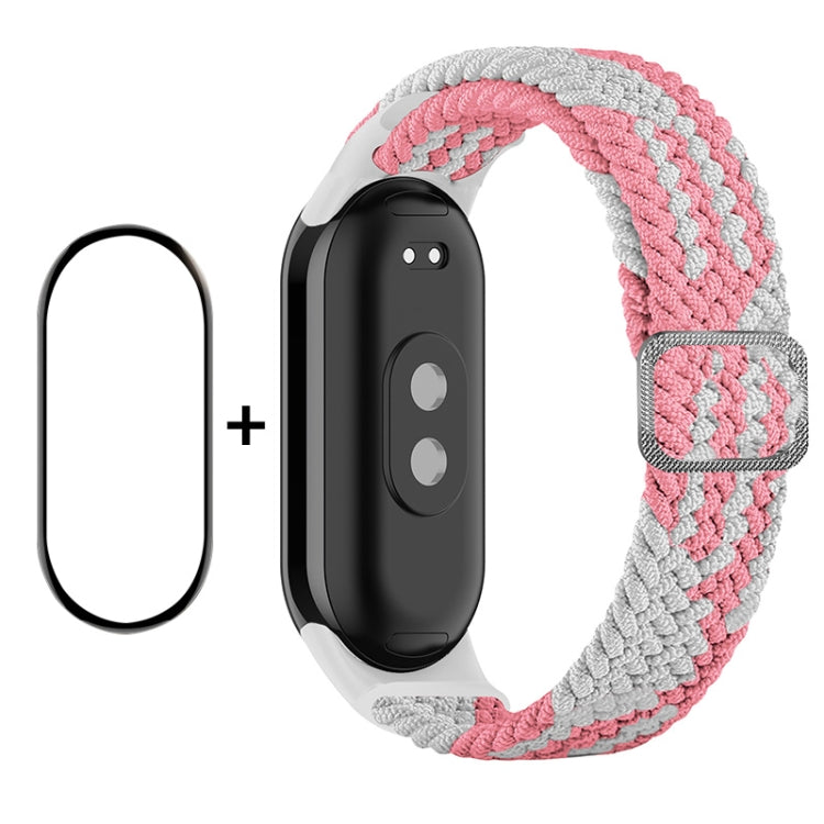 Per Xiaomi Mi Band 8 ENKAY Hat-Prince 2 in 1 Set proteggi schermo a copertura totale + cinturino elastico in nylon intrecciato