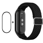 Per Xiaomi Mi Band 8 ENKAY Hat-Prince 2 in 1 Set proteggi schermo a copertura totale + cinturino elastico in nylon intrecciato