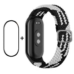 Per Xiaomi Mi Band 8 ENKAY Hat-Prince 2 in 1 Set proteggi schermo a copertura totale + cinturino elastico in nylon intrecciato