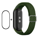 Per Xiaomi Mi Band 8 ENKAY Hat-Prince 2 in 1 Set proteggi schermo a copertura totale + cinturino elastico in nylon intrecciato
