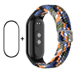 Per Xiaomi Mi Band 8 ENKAY Hat-Prince 2 in 1 Set proteggi schermo a copertura totale + cinturino elastico in nylon intrecciato