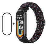 Per Xiaomi Mi Band 8 ENKAY Hat-Prince 2 in 1 Set proteggi schermo a copertura totale + cinturino elastico in nylon intrecciato