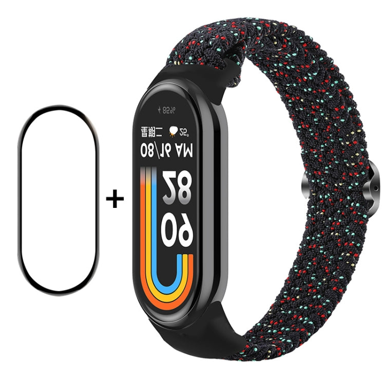 Per Xiaomi Mi Band 8 ENKAY Hat-Prince 2 in 1 Set proteggi schermo a copertura totale + cinturino elastico in nylon intrecciato