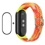 Per Xiaomi Mi Band 8 ENKAY Hat-Prince 2 in 1 Set proteggi schermo a copertura totale + cinturino elastico in nylon intrecciato