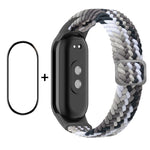 Per Xiaomi Mi Band 8 ENKAY Hat-Prince 2 in 1 Set proteggi schermo a copertura totale + cinturino elastico in nylon intrecciato