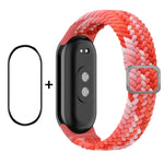 Per Xiaomi Mi Band 8 ENKAY Hat-Prince 2 in 1 Set proteggi schermo a copertura totale + cinturino elastico in nylon intrecciato