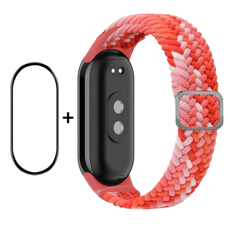 Per Xiaomi Mi Band 8 ENKAY Hat-Prince 2 in 1 Set proteggi schermo a copertura totale + cinturino elastico in nylon intrecciato