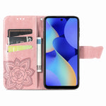 Custodia portafoglio in pelle goffrata per Tecno Spark 10 Pro