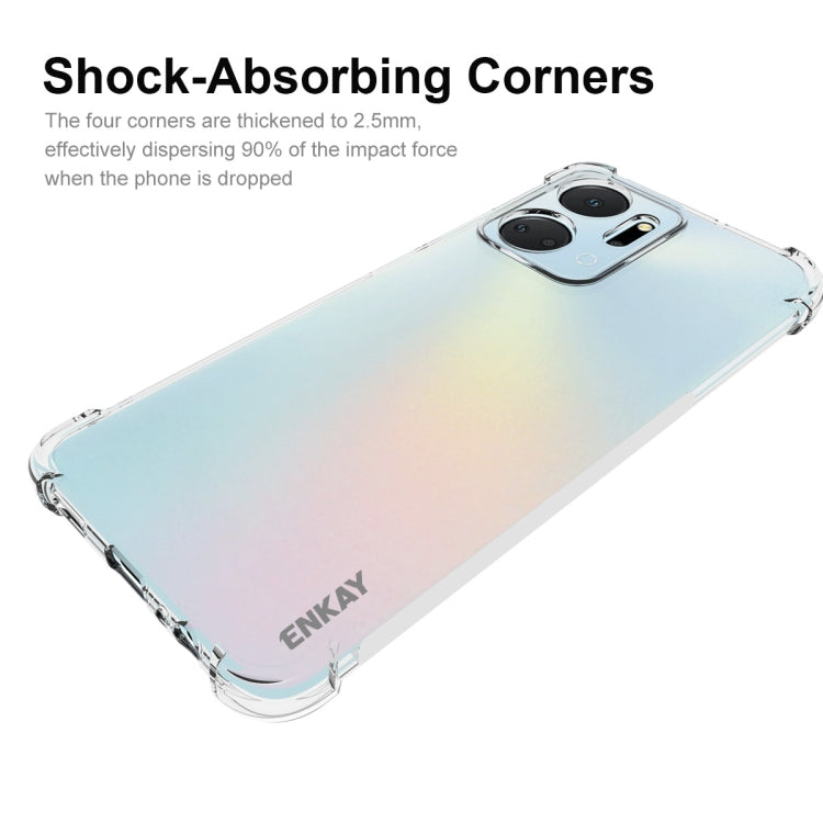 ENKAY Hat-Prince Custodia per telefono antiurto in TPU trasparente con pellicola in vetro, For Honor X7A 4G Global, For Honor X8A 4G Global