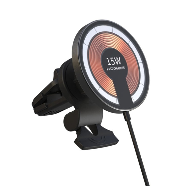 T09 2 in 1 Caricabatterie wireless magnetico per auto trasparente Supporto di ricarica rapida da 15 W, T09