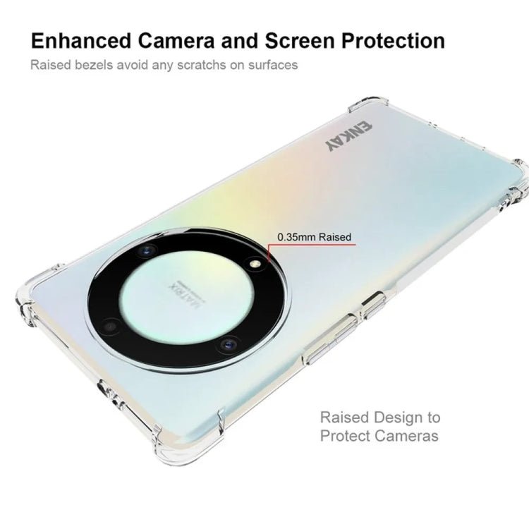 ENKAY Hat-Prince Custodia per telefono antiurto in TPU trasparente con pellicola in vetro, For Honor X40 5G / X9a 5G / Magic5 Lite 5G