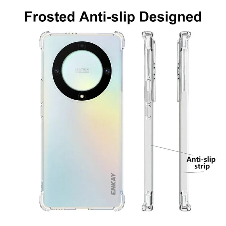 ENKAY Hat-Prince Custodia per telefono antiurto in TPU trasparente con pellicola in vetro, For Honor X40 5G / X9a 5G / Magic5 Lite 5G