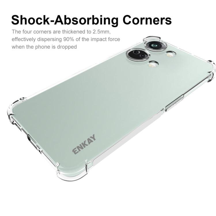 ENKAY Hat-Prince Custodia per telefono antiurto in TPU trasparente con pellicola in vetro, For OnePlus Ace 2V 5G