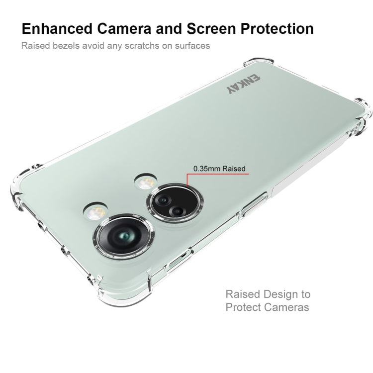 ENKAY Hat-Prince Custodia per telefono antiurto in TPU trasparente con pellicola in vetro, For OnePlus Ace 2V 5G