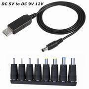 Cavo convertitore di tensione USB da 5 V a CC 9 V 12 V CC con cavo regolatore di potenza del trasformatore di tensione step-up da 1 A con display a LED, DC 5V to DC 9V 12V