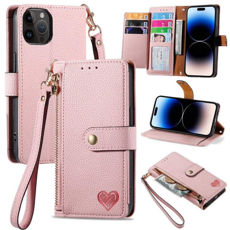 Custodia per telefono in pelle con cordino Love Zipper, For iPhone 14 Pro Max, For iPhone 13 Pro Max, For iPhone 13 Pro, For iPhone 13
