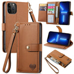 Custodia in pelle con cordino per iPhone compatibili