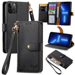 Custodia in pelle con cordino per iPhone compatibili