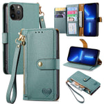 Custodia in pelle con cordino per iPhone compatibili