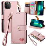 Custodia in pelle con cordino per iPhone compatibili